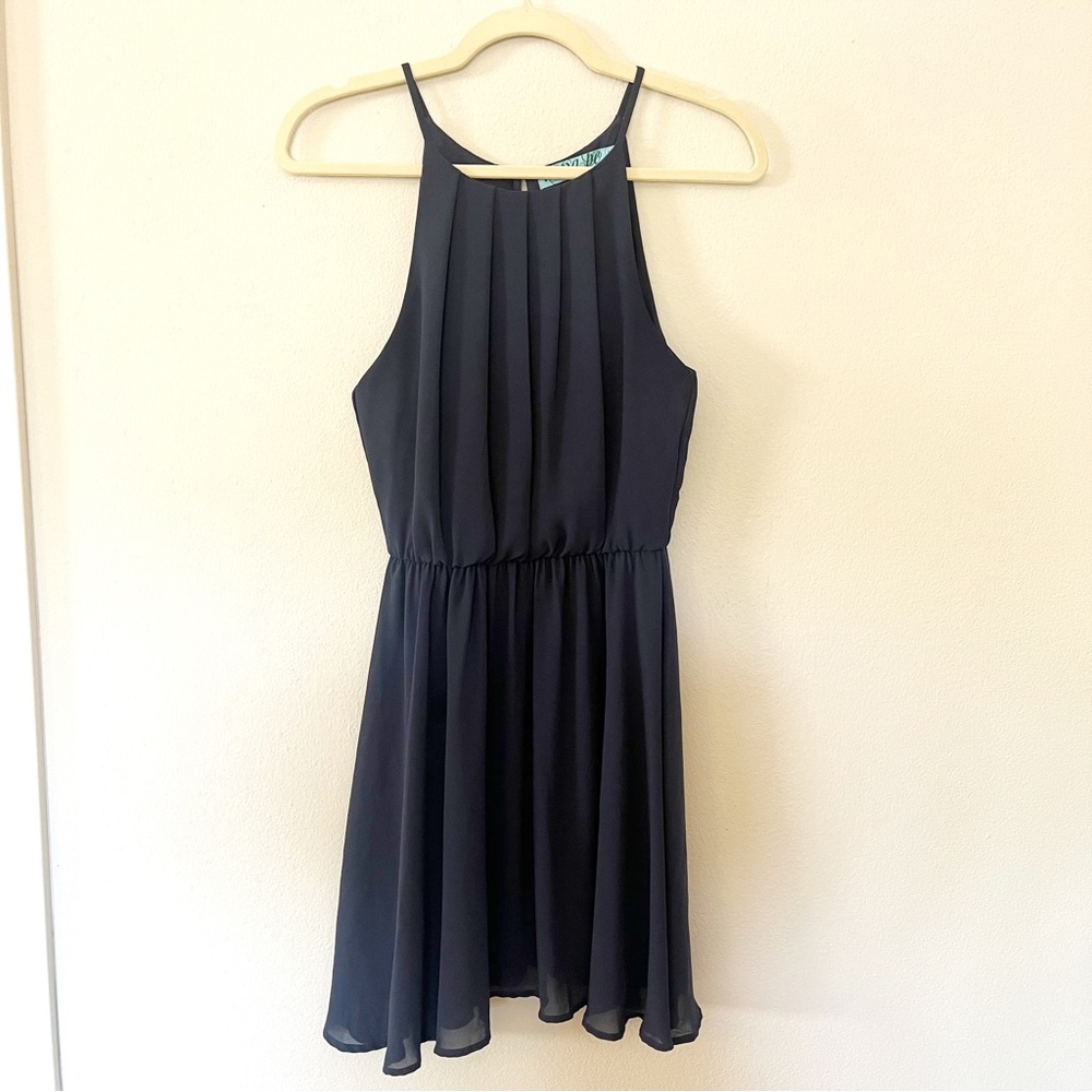Dina Be Navy Blue High Neck Mini Dress Women’s Small
